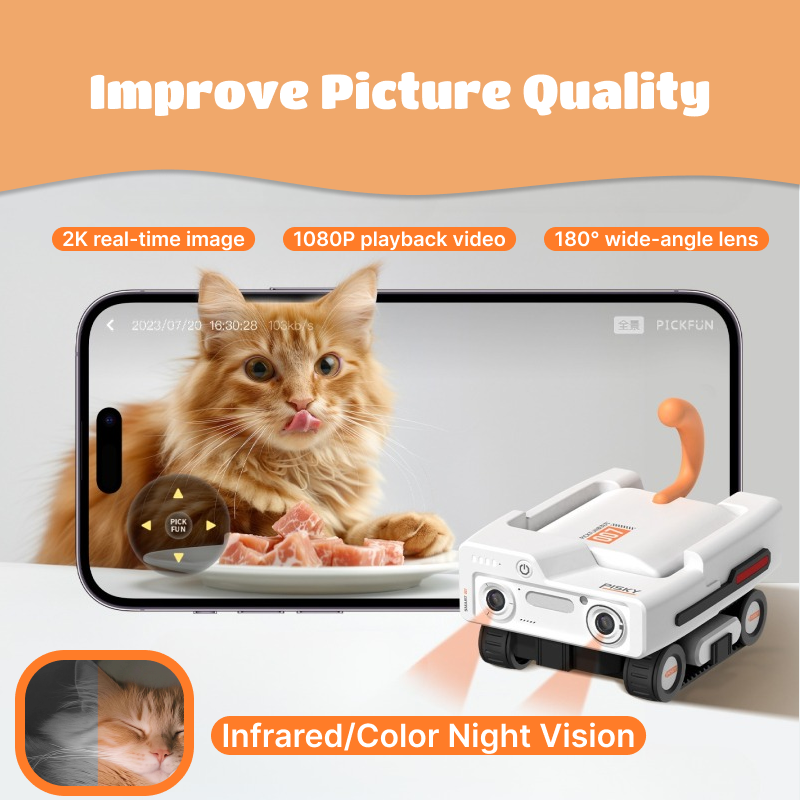 Pickfun Mobile Pet Monitoring Robot | Automatically Tracks, Remotely Monitors, and Provides Comprehensive Monitoring of Pet Activities