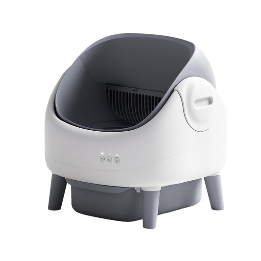Arenero autolimpiable de apertura superior | Arenero automático para gatos con control por app, sensores de seguridad dobles, incluye bolsas de basura | Diseño espacioso en gris y blanco