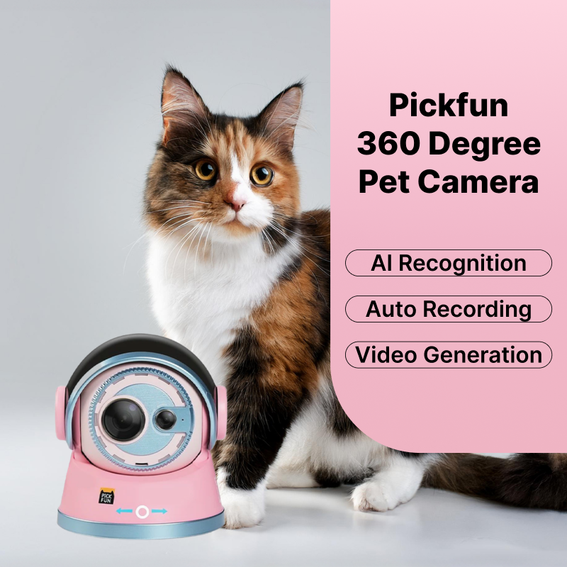 Pickfun 360 Degree Pet Camera | AI Recognition, Auto Recording, Pet Lovers Smart Home