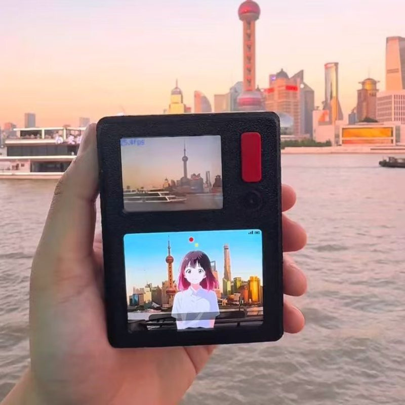Creative AI Smart Dual-Screen Mini Camera | Real-Scene to Anime Conversion, Voice Interaction, Virtual Character & Portable Tech Gift