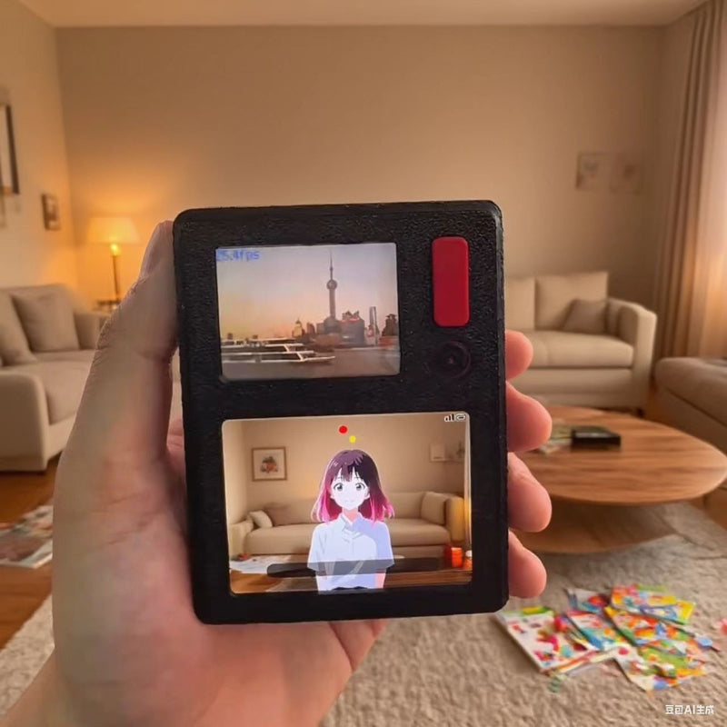 Creative AI Smart Dual-Screen Mini Camera | Real-Scene to Anime Conversion, Voice Interaction, Virtual Character & Portable Tech Gift