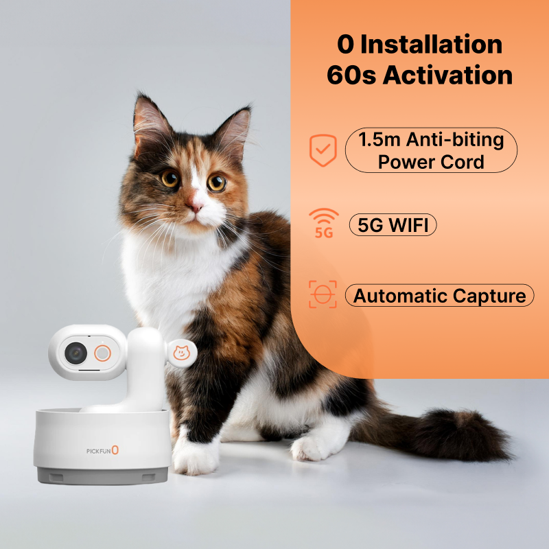 Pickfun Pet AI Monitoring Camera | Multimodal Monitoring, Remote View Playback, Voice Chat, WiFi Pet Behavior Detection, Smart Home Security