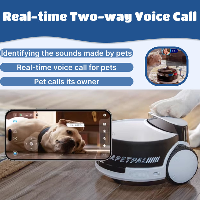 Robot inteligente para mascotas ROLA PetPal con cámara de 2.5K, monitoreo móvil, dispensador de premios remoto, juguetes interactivos, visión nocturna y chat de voz.