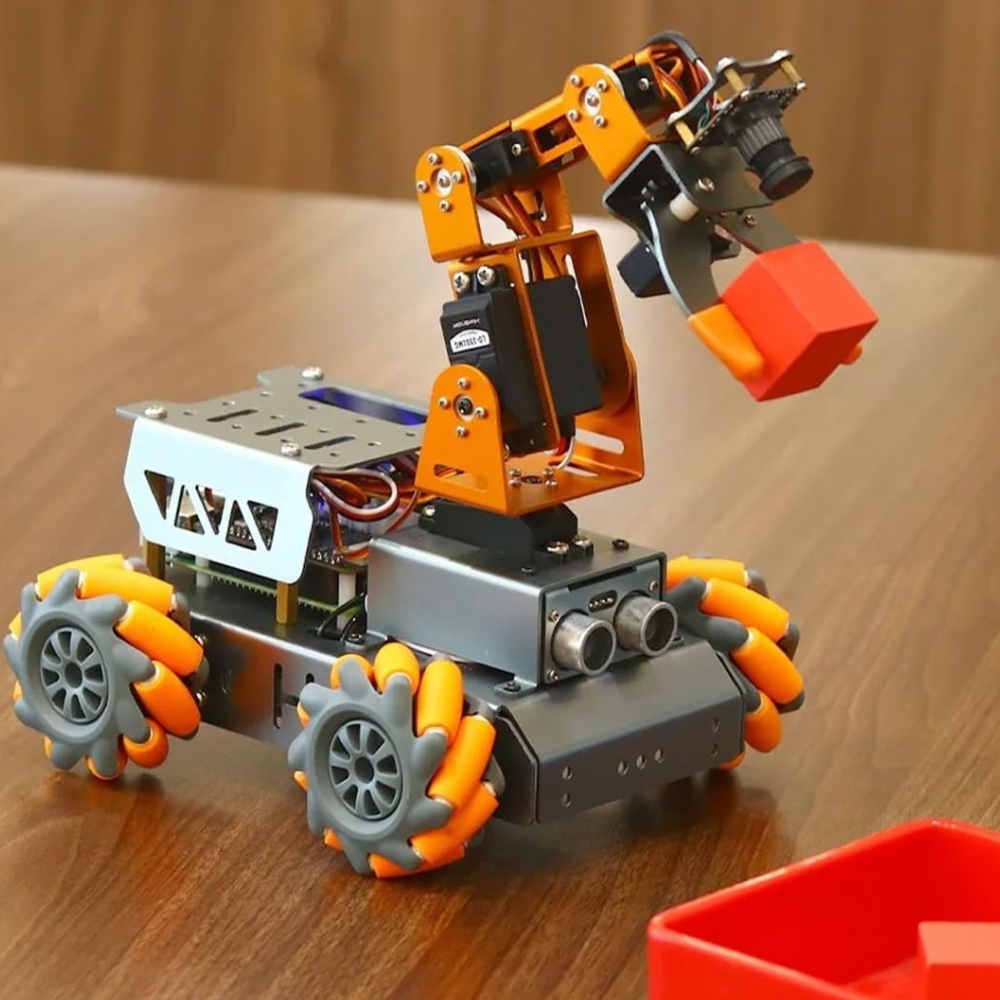 Kit de coche robot Hiwonder con ruedas Mecanum y brazo, alimentado por Raspberry Pi 5