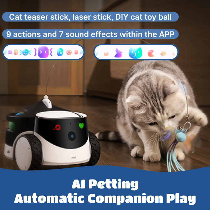 Robot inteligente para mascotas ROLA PetPal con cámara de 2.5K, monitoreo móvil, dispensador de premios remoto, juguetes interactivos, visión nocturna y chat de voz.