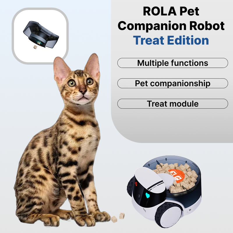 Robot inteligente para mascotas ROLA PetPal con cámara de 2.5K, monitoreo móvil, dispensador de premios remoto, juguetes interactivos, visión nocturna y chat de voz.