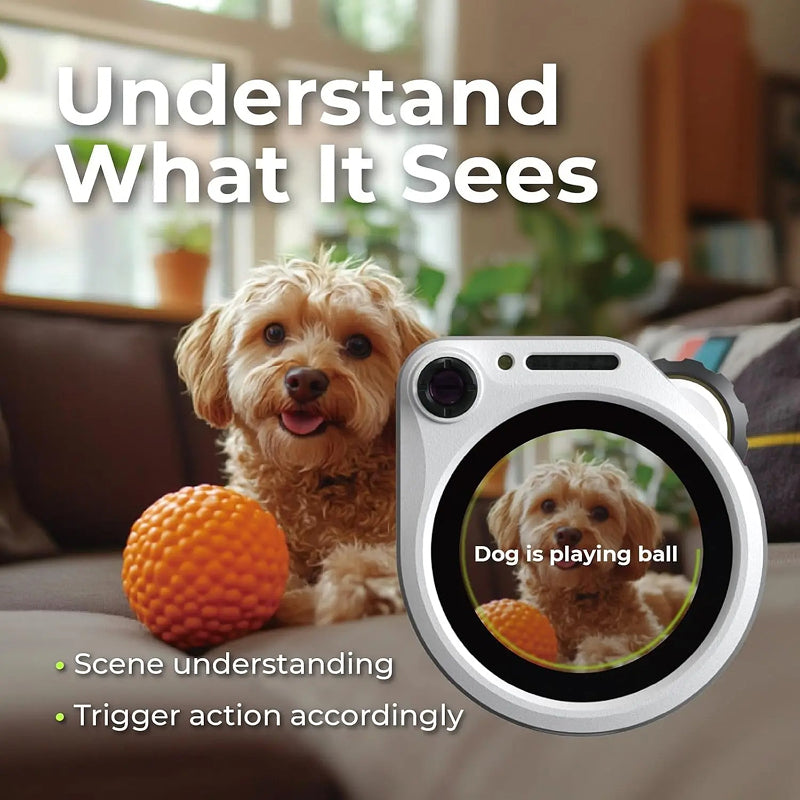 SenseCAP Watcher AI Chatbot | Camera Recognition, Voice Control & Multi-Language Chat | Smart Interactive Desktop Companion with Transparent Futuristic Design