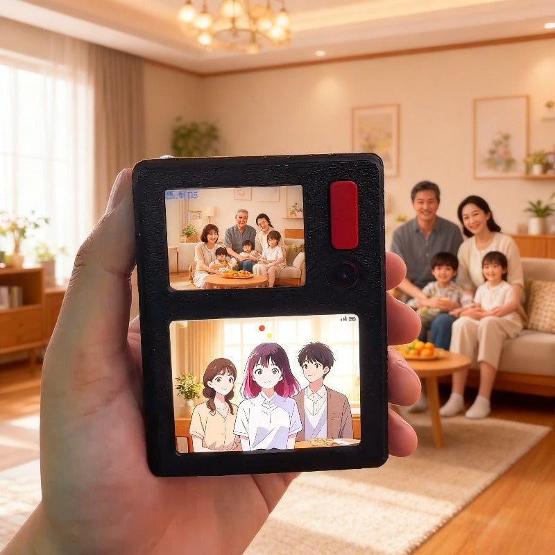 Creative AI Smart Dual-Screen Mini Camera | Real-Scene to Anime Conversion, Voice Interaction, Virtual Character & Portable Tech Gift