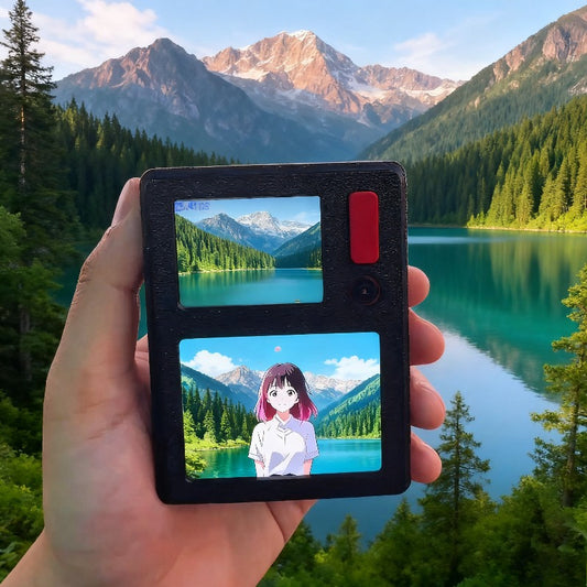 Creative AI Smart Dual-Screen Mini Camera | Real-Scene to Anime Conversion, Voice Interaction, Virtual Character & Portable Tech Gift