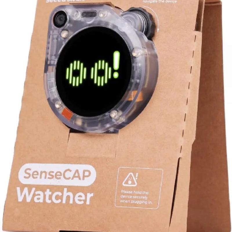 SenseCAP Watcher AI Chatbot | Camera Recognition, Voice Control & Multi-Language Chat | Smart Interactive Desktop Companion with Transparent Futuristic Design