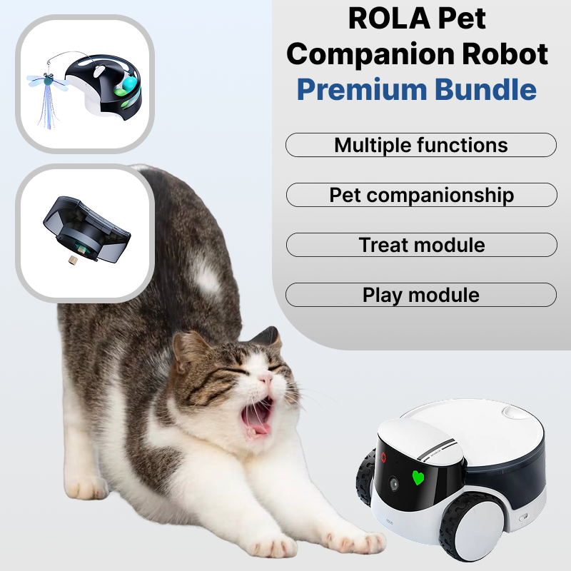Robot inteligente para mascotas ROLA PetPal con cámara de 2.5K, monitoreo móvil, dispensador de premios remoto, juguetes interactivos, visión nocturna y chat de voz.