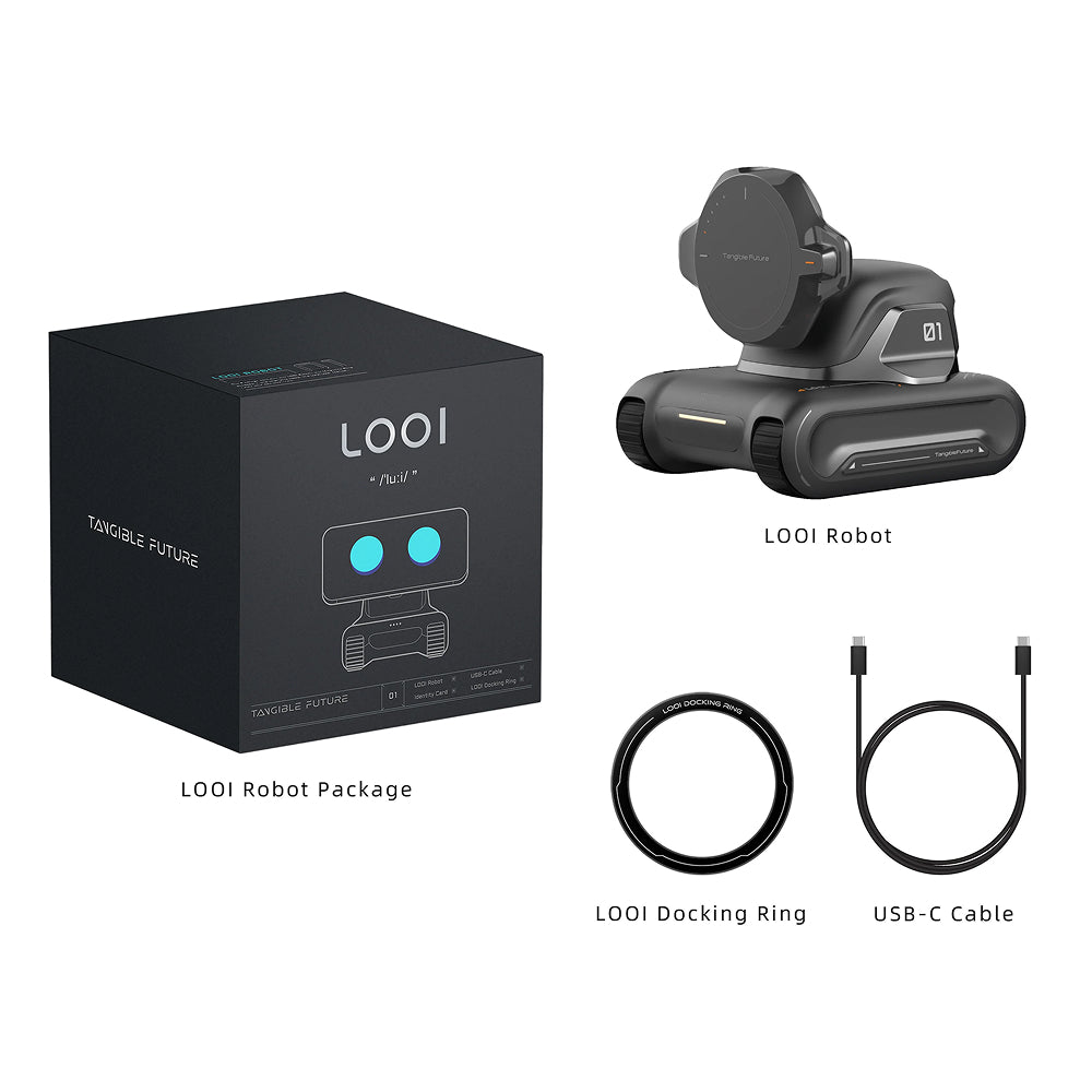 LOOI Robot-Space Black – AI Desktop Companion with ChatGPT | Voice Interaction | Facial Recognition | Emotional Support | Wireless Charging