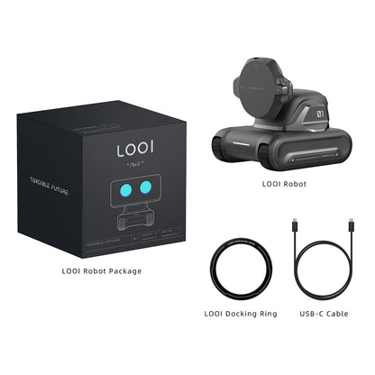 LOOI Robot-Space Black – AI Desktop Companion with ChatGPT | Voice Interaction | Facial Recognition | Emotional Support | Wireless Charging