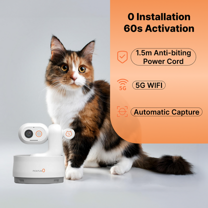 Pickfun Pet AI Monitoring Camera | Multimodal Monitoring, Remote View Playback, Voice Chat, WiFi Pet Behavior Detection, Smart Home Security