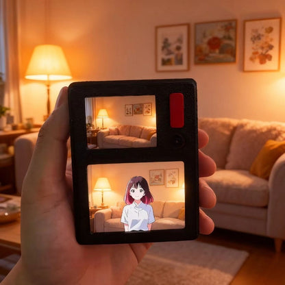 Creative AI Smart Dual-Screen Mini Camera | Real-Scene to Anime Conversion, Voice Interaction, Virtual Character & Portable Tech Gift