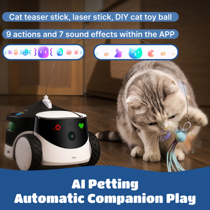Robot inteligente para mascotas ROLA PetPal con cámara de 2.5K, monitoreo móvil, dispensador de premios remoto, juguetes interactivos, visión nocturna y chat de voz.