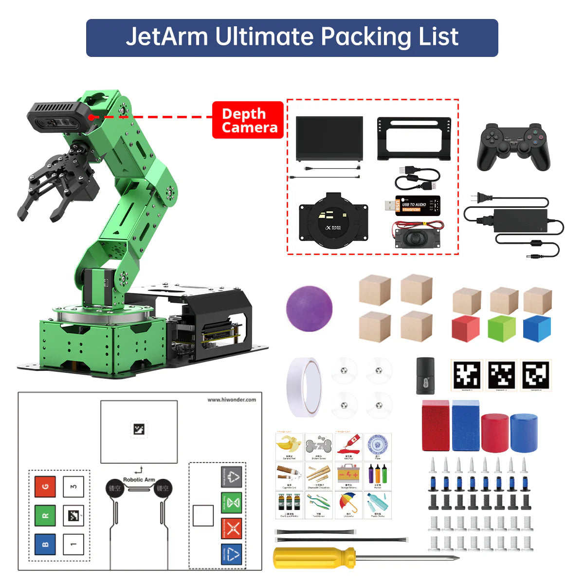 Hiwoder JetArm JETSON NANO Robot Arm ROS1 ROS2 - ROBOTBUY