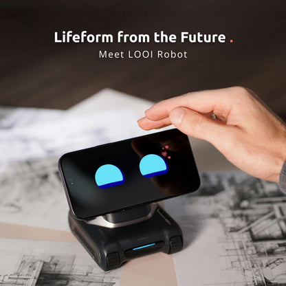 LOOI Robot-Space Black – AI Desktop Companion with ChatGPT | Voice Interaction | Facial Recognition | Emotional Support | Wireless Charging